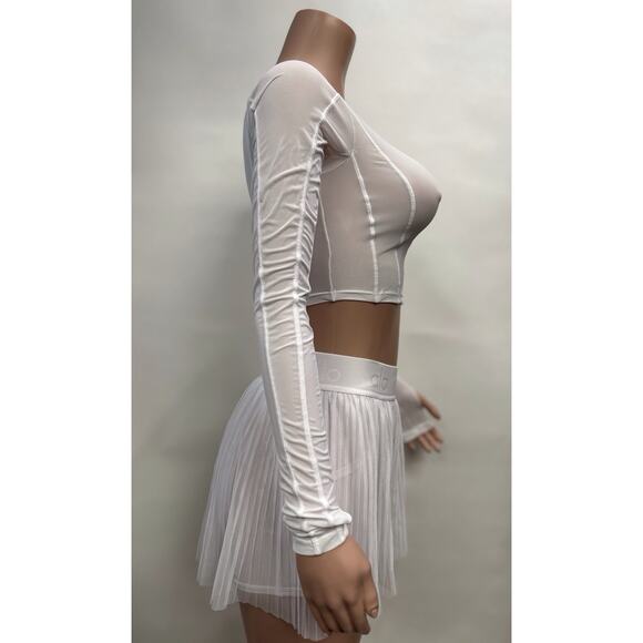 Striped High Neck Long Sleeved Crop Top - Picture 3 of 3